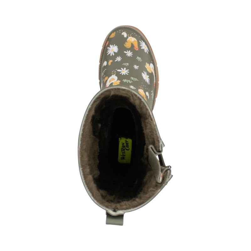 Western Chief Women's Printed Mid Rain Boots Durable Waterproof Design with Adjustable Buckle, Feathered Faux Fur, 10 - Image 5
