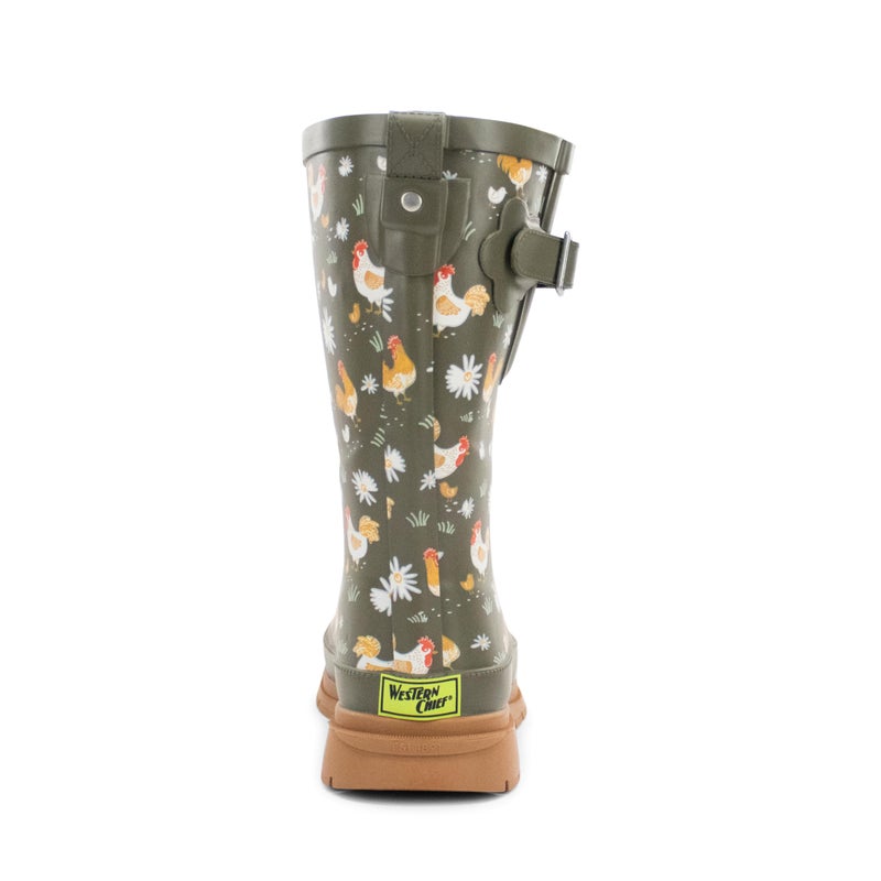 Western Chief Women's Printed Mid Rain Boots Durable Waterproof Design with Adjustable Buckle, Feathered Faux Fur, 10 - Image 3