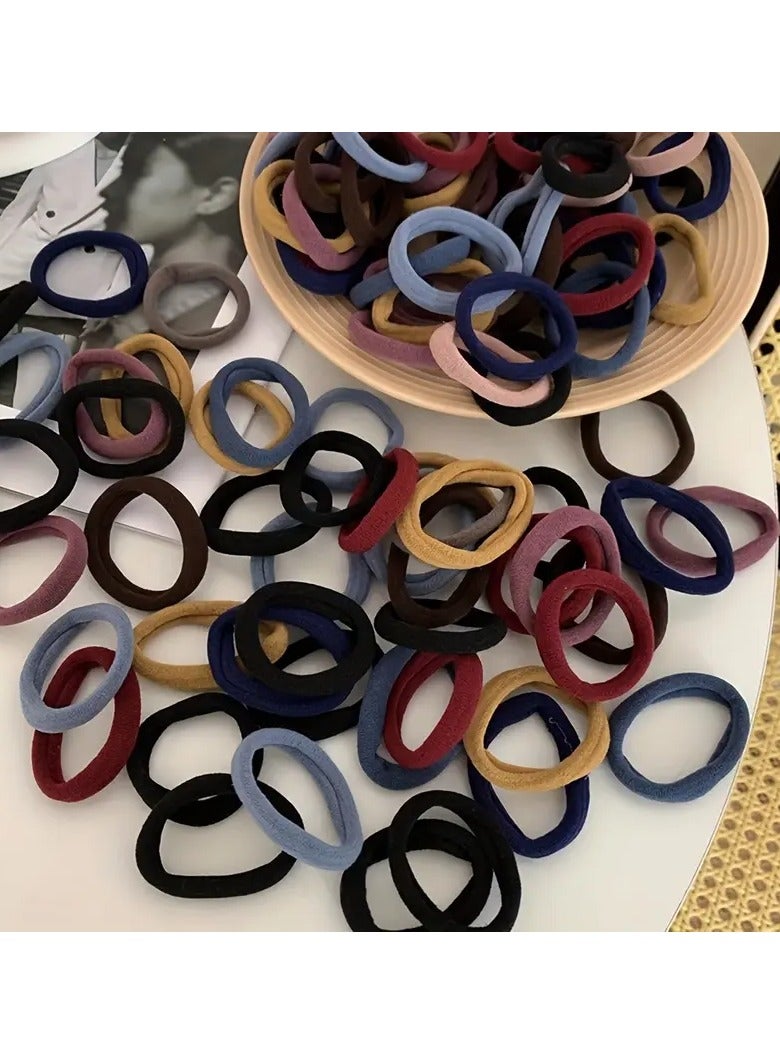 مجموعة من 50 رباط شعر قماش، مرونة عالية، لا تسبب ضرر، ألوان ثابتة، أربطة شعر متينة - Image 3