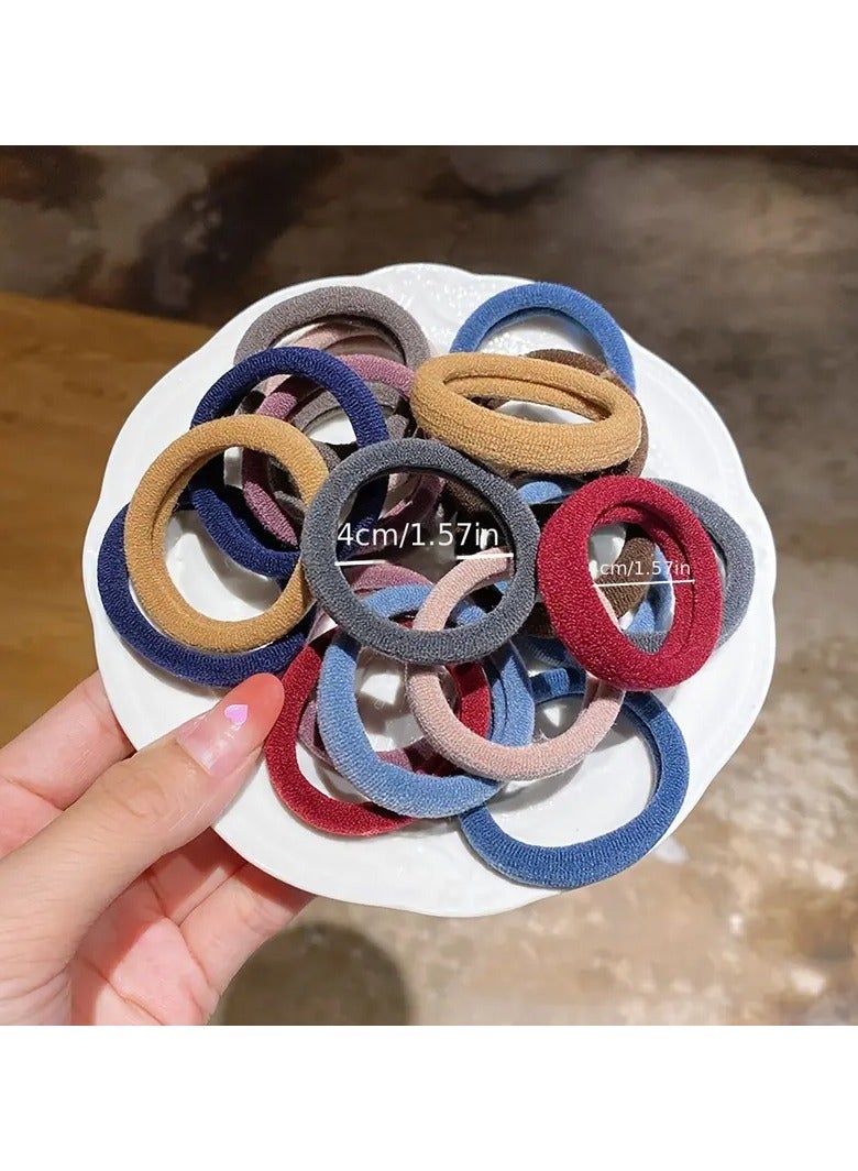 مجموعة من 50 رباط شعر قماش، مرونة عالية، لا تسبب ضرر، ألوان ثابتة، أربطة شعر متينة - Image 4