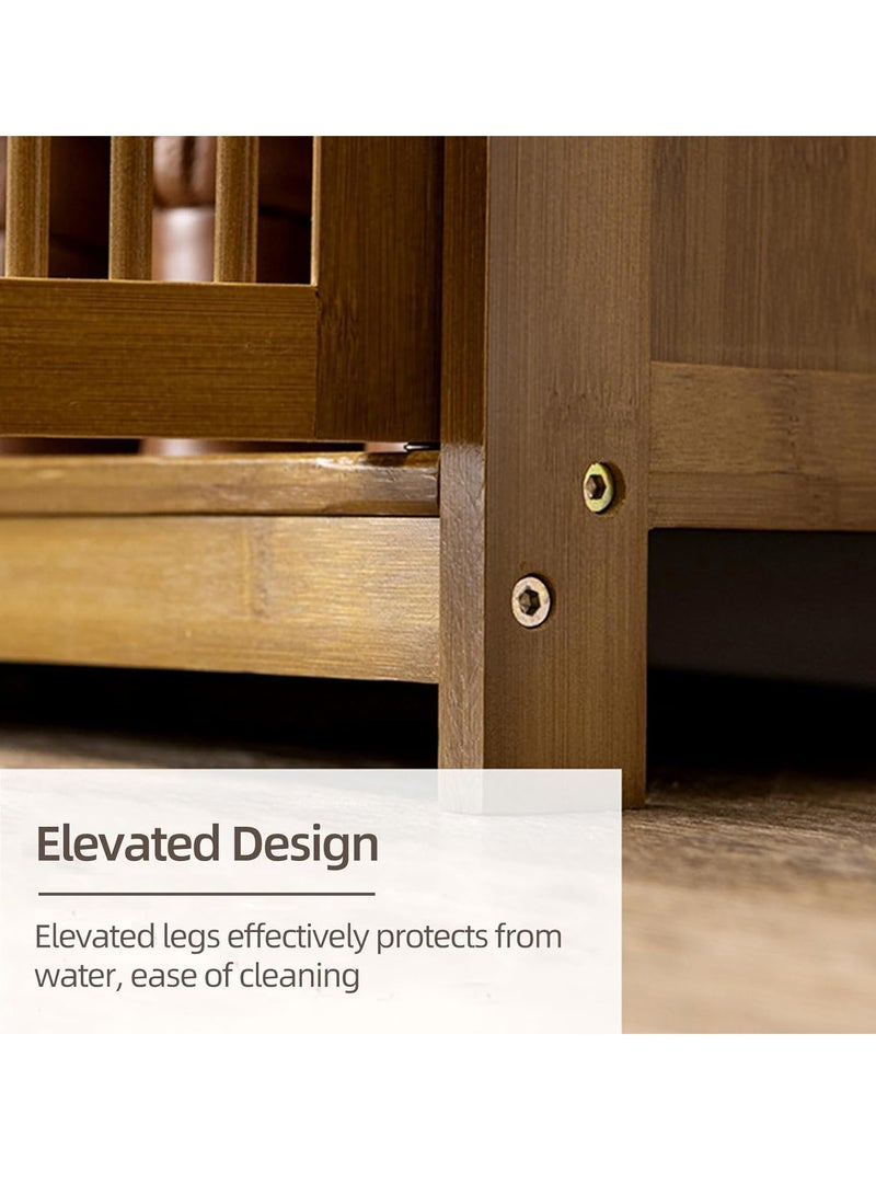 Generic Bamboo Hallway Shoe Cabinet Shoe Rack with 4 Shelves Shoe Cabinet with Designer Drawer Shoe Chest of Drawers for High Heels for Hallway Office Living Room, Brown 98x93x32cm - Image 5