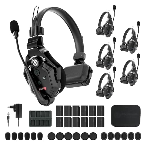 HollyView Hollyland Solidcom C1 Wireless Headset Intercom System 6-Person Full Duplex 1000ft Team Communication Group Talk Single-Ear Headset with 1 Master & 5 Remote Headsets - Image 1