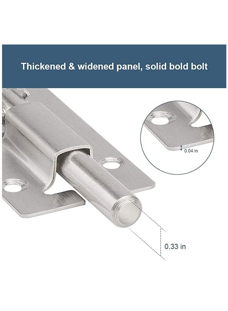 2 Pack Door Security Slide Latch Lock, Keyless Entry Door Lock, Thickened Stainless Steel Sliding Door Lock, Easy to Install Gate, Slide Latch Lock with Screws - Image 4