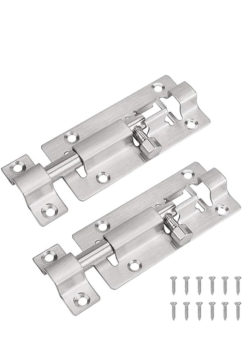 2 Pack Door Security Slide Latch Lock, Keyless Entry Door Lock, Thickened Stainless Steel Sliding Door Lock, Easy to Install Gate, Slide Latch Lock with Screws - Image 1