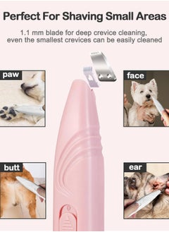 Bukela Dog & Cat Paw Trimmer, Cordless Electric Small Pet Grooming Clippers Hair Trimmer for Dogs Cats, Low Noise for Trimming Pet's Hair Around Paws, Eyes, Ears, Face, Rump (Pink)  - Image 3