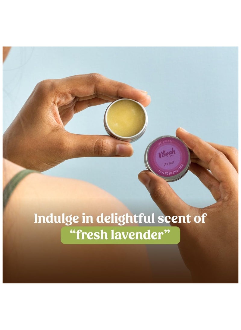 Deo Shot Lavender And Sage | Unisex | controls odor, soothes skin, treats inflammation | with Shea Butter, Lavender and Sage essential oil -  20 g
