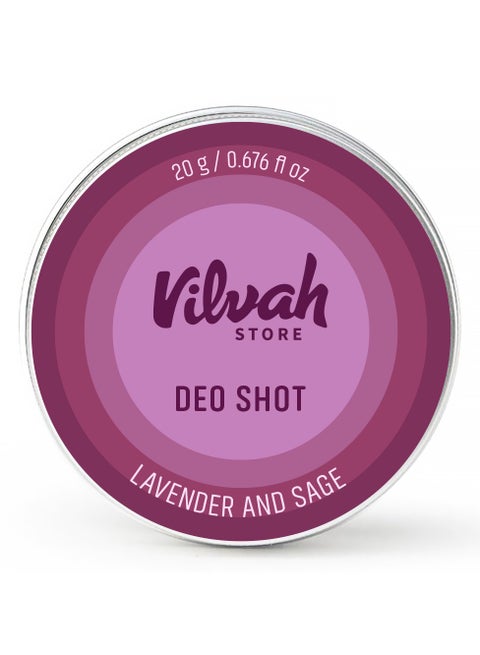 Deo Shot Lavender And Sage | Unisex | controls odor, soothes skin, treats inflammation | with Shea Butter, Lavender and Sage essential oil -  20 g