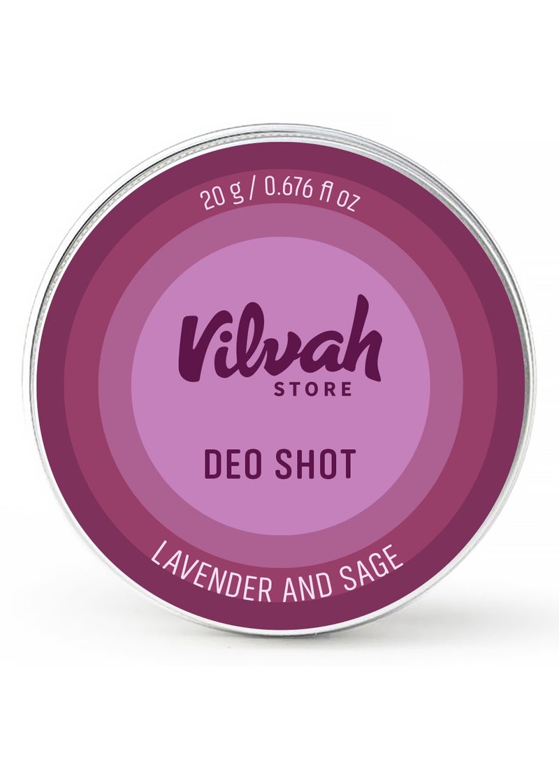 Deo Shot Lavender And Sage | Unisex | controls odor, soothes skin, treats inflammation | with Shea Butter, Lavender and Sage essential oil -  20 g