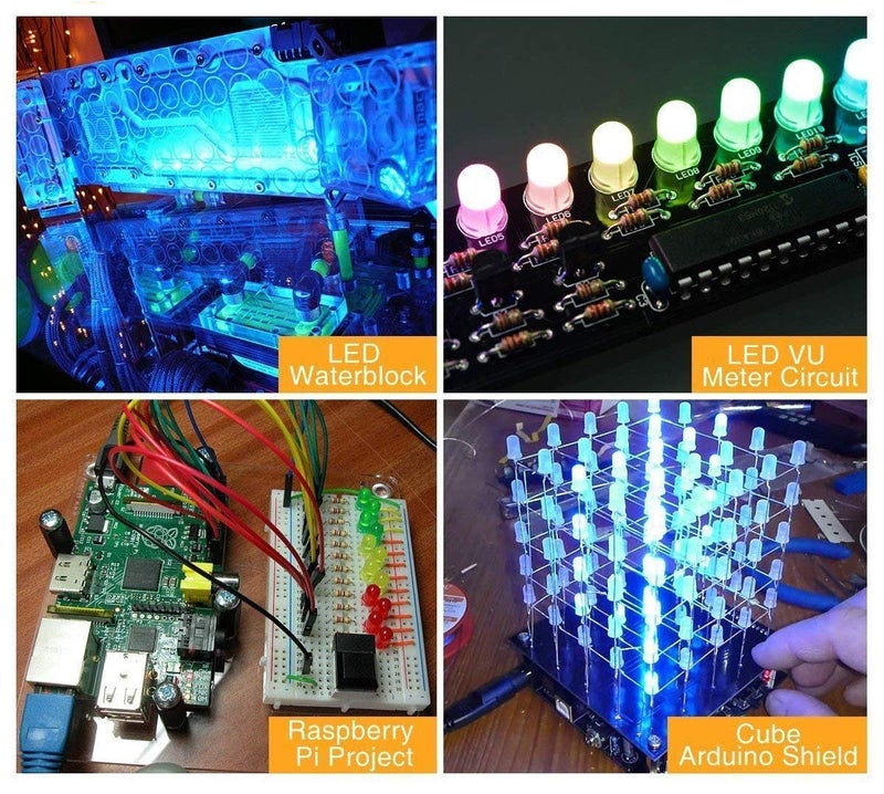 MCIGICM (100 قطعة) MCIGICM 5 مم ثنائيات ضوء LED، مجموعة دارات LED متنوعة لمشاريع العلوم التجريبية (متعددة الألوان - 5 ألوان) - Image 2