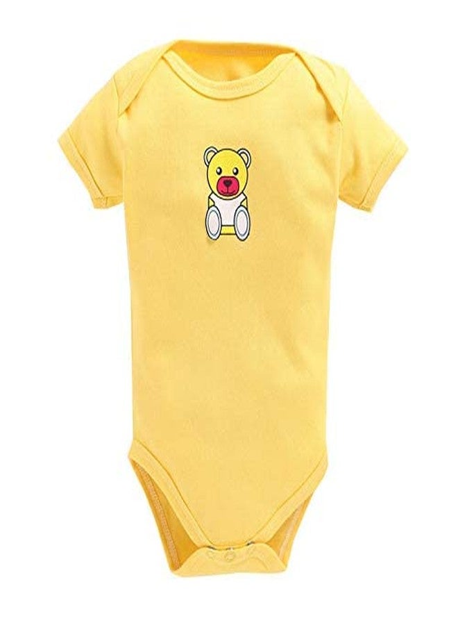 TiniBerry Cotton Baby Bodysuit Short Sleeve Half Romper Pack of 3 Soft & Comfortable for Kids (0-3 Months, Yellow) - Image 4