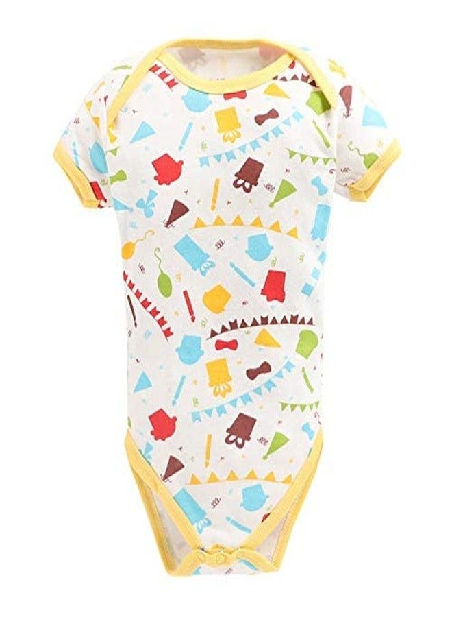 TiniBerry Cotton Baby Bodysuit Short Sleeve Half Romper Pack of 3 Soft & Comfortable for Kids (0-3 Months, Yellow) - Image 2