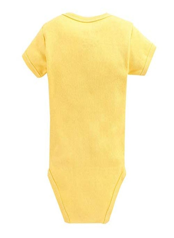TiniBerry Cotton Baby Bodysuit Short Sleeve Half Romper Pack of 3 Soft & Comfortable for Kids (0-3 Months, Yellow) - Image 5