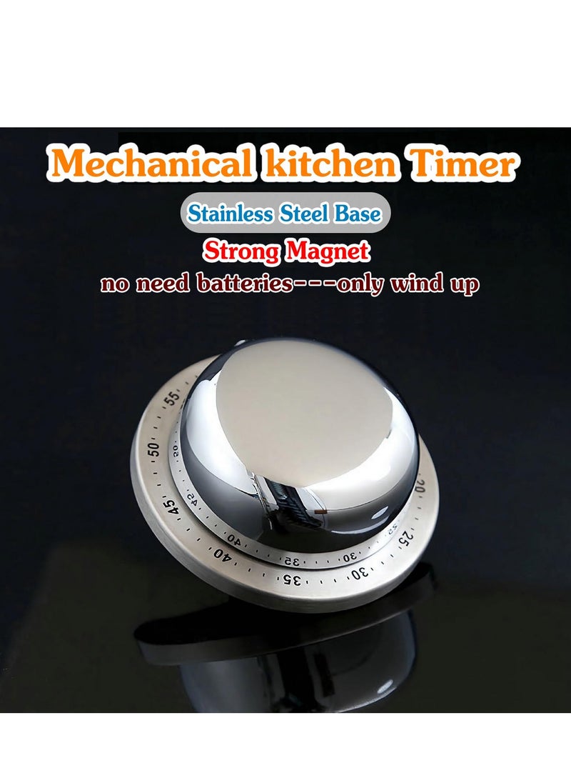 SYOSI - Mechanical Kitchen Timer, No Battery Required Magnetic Cooking Timer, Upgraded 60 Minutes Manual Countdown Timer for Cooking and Baking (Black) - Image 1