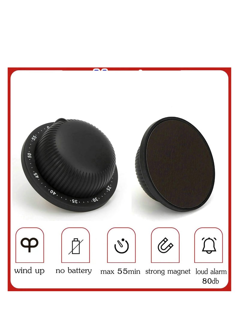 SYOSI - Mechanical Kitchen Timer, No Battery Required Magnetic Cooking Timer, Upgraded 60 Minutes Manual Countdown Timer for Cooking and Baking (Black) - Image 1