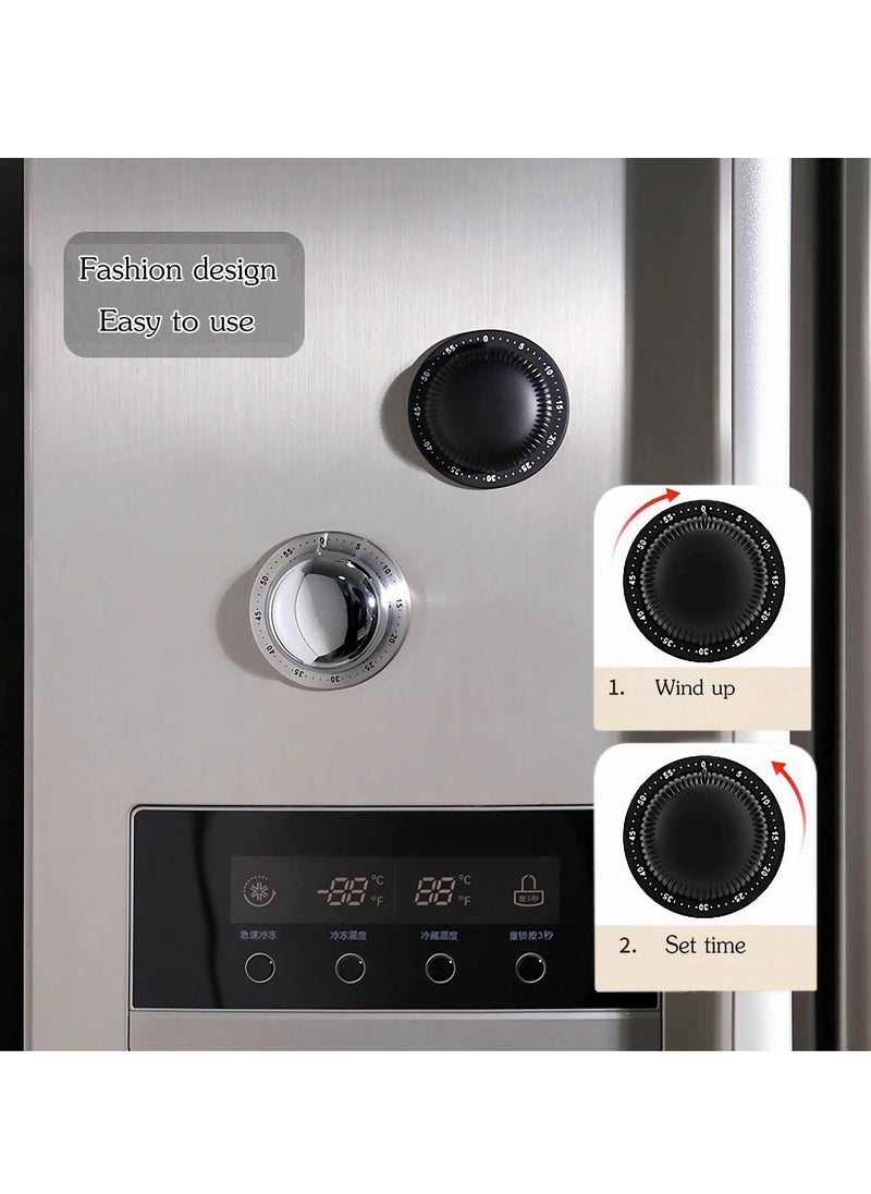 SYOSI - Mechanical Kitchen Timer, No Battery Required Magnetic Cooking Timer, Upgraded 60 Minutes Manual Countdown Timer for Cooking and Baking (Black) - Image 1
