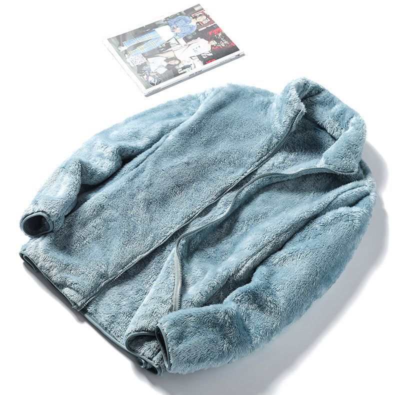 Autumn and winter men's plush baseball uniform men's polar fleece fleece jacket couple's plush warm jacket men's fleece jacket women - Image 5