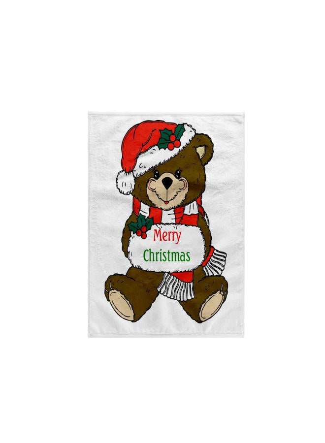 3DROSE 3D Rose Image of Teddy Bear Saying Merry Christmas Hand Towel, 15" x 22" - Image 1