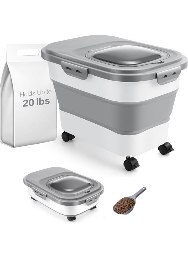 L&E 20-23Lbs Dog Food Storage Container - Collapsible Dog Food Container with Attachable Casters and Scoop, Pet Food Storage Containers to Keep Dry Food Fresh, Easy to Move - Image 1