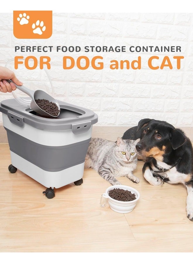 L&E 20-23Lbs Dog Food Storage Container - Collapsible Dog Food Container with Attachable Casters and Scoop, Pet Food Storage Containers to Keep Dry Food Fresh, Easy to Move - Image 2