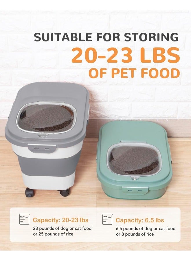 L&E 20-23Lbs Dog Food Storage Container - Collapsible Dog Food Container with Attachable Casters and Scoop, Pet Food Storage Containers to Keep Dry Food Fresh, Easy to Move - Image 4