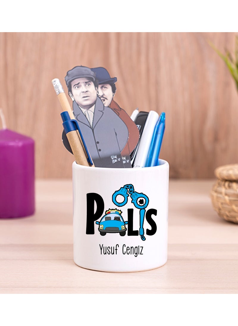 Hediye Dükkanı Gift Shop Personalized Police Ceramic Pen Holder 
