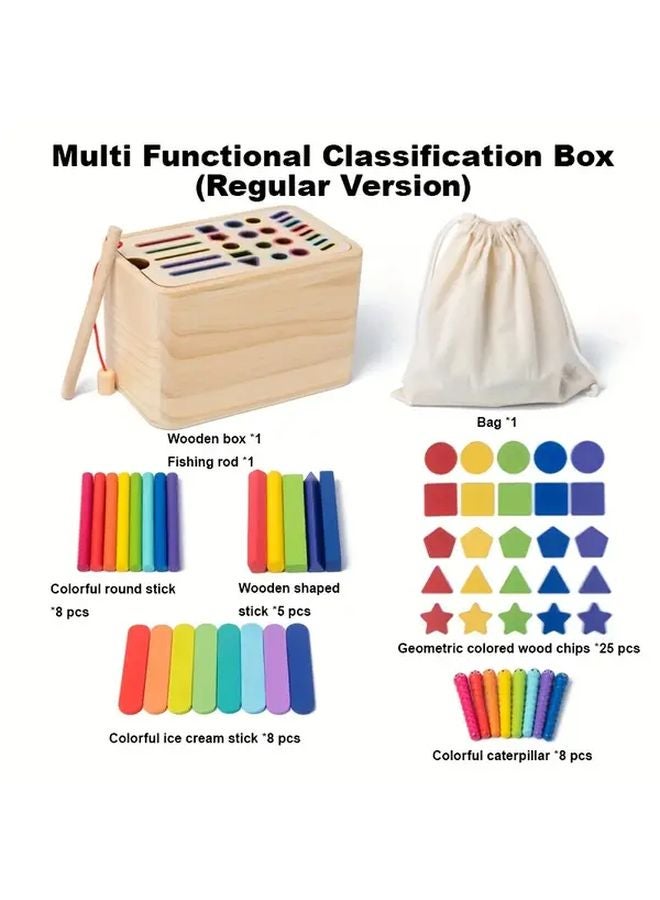 Wooden Color Sorting Box Toy For Kids Fine Motor Skills Educational Game Regular Version - Image 1