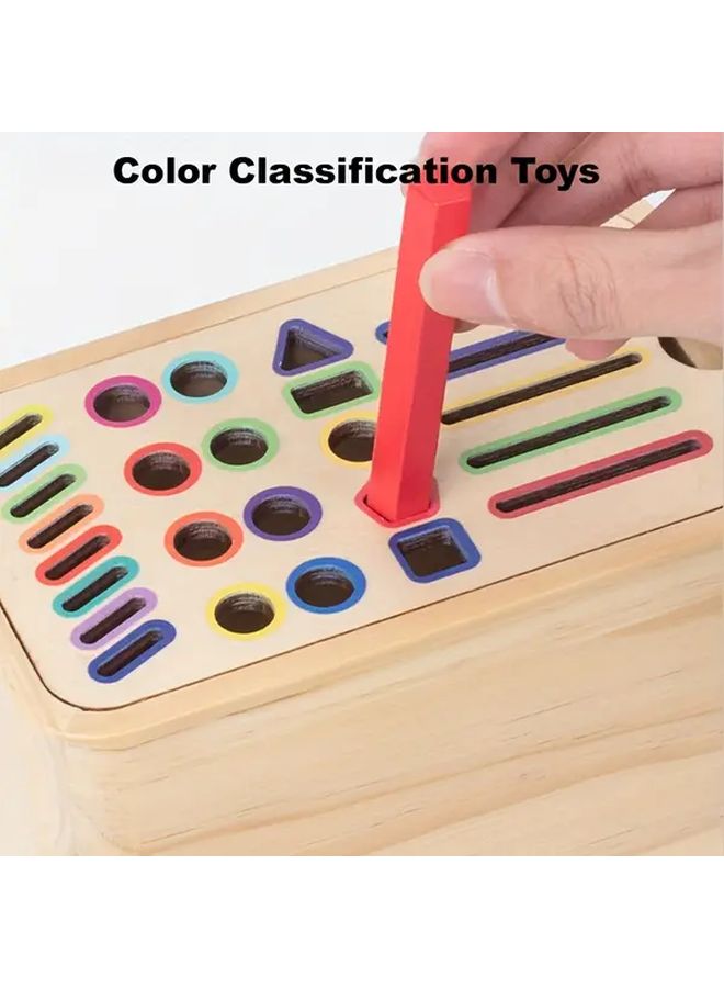 Wooden Color Sorting Box Toy For Kids Fine Motor Skills Educational Game Regular Version - Image 3