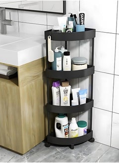 RACK STORE 4 Layer Bathroom Corner Rack,  Kitchen Corner Stand, Black Bathroom Shelf  with Wheels  - Image 2