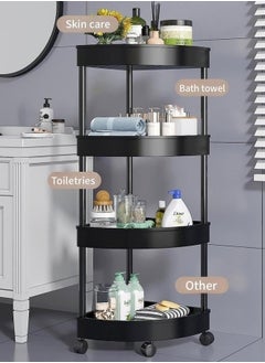 RACK STORE 4 Layer Bathroom Corner Rack,  Kitchen Corner Stand, Black Bathroom Shelf  with Wheels  - Image 3