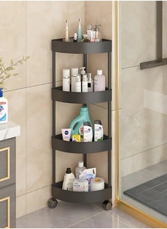 RACK STORE 4 Layer Bathroom Corner Rack,  Kitchen Corner Stand, Black Bathroom Shelf  with Wheels  - Image 5