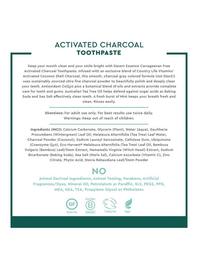 معجون أسنان ديزرت إيسنس بالفحم النشط - خالٍ من الفلورايد والكاراجينان - أسنان أكثر بياضًا ونفسًا منعشًا مع فحم جوز الهند النشط وصودا الخبز والنعناع المنعش - 6.25 أونصة - Image 4