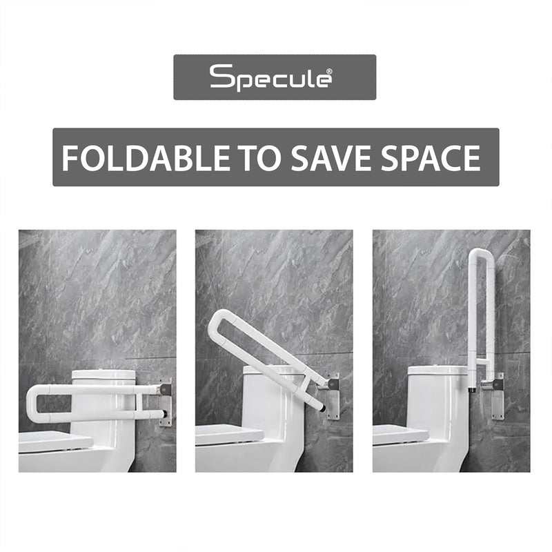 Specule Wall Mounted Flip up Stainless Steel 304 Grab Bar Rails with Anti-Slip Nylon Grip - 17 inches | Toilet Handrails Bathroom Safety Bar for The Elderly, Pregnant Women and Handicap - Image 5