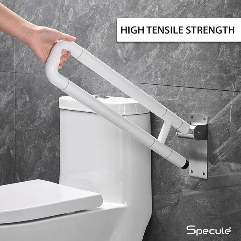 Specule Wall Mounted Flip up Stainless Steel 304 Grab Bar Rails with Anti-Slip Nylon Grip - 17 inches | Toilet Handrails Bathroom Safety Bar for The Elderly, Pregnant Women and Handicap - Image 2