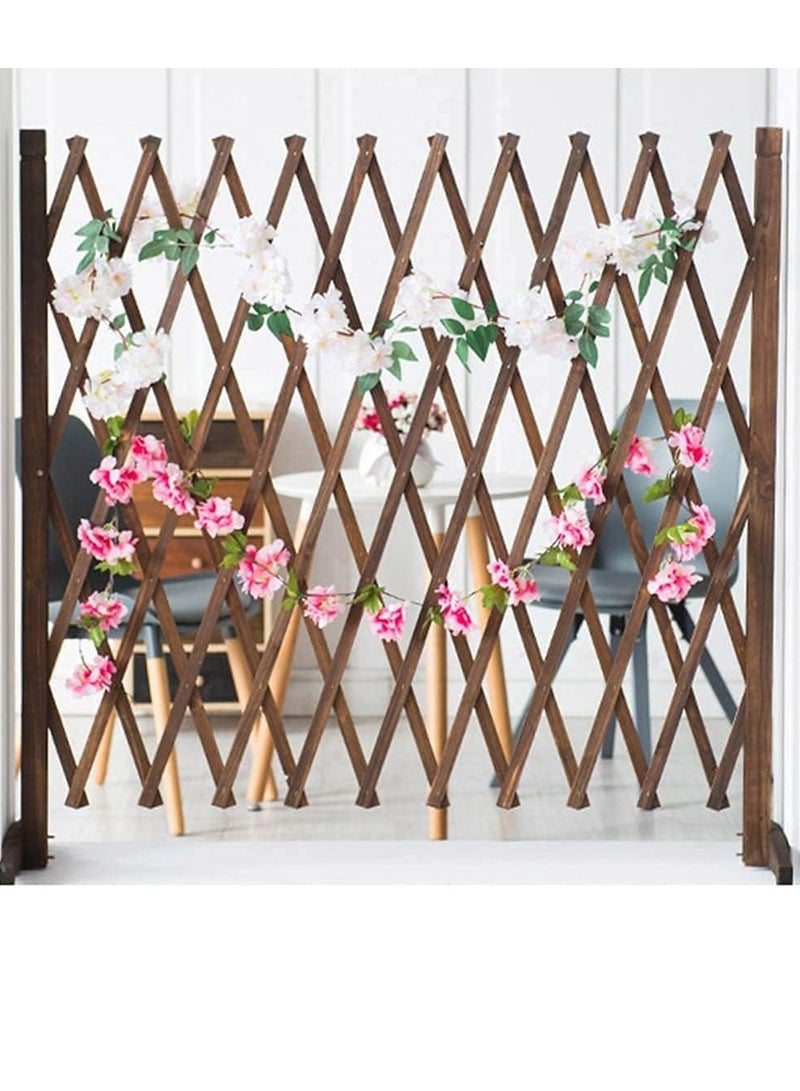 Generic FFD Brown Expandable Trellis Fence - Self-Standing Wooden Pet Gate & Decorative Privacy Screen for Patios"  - Image 1