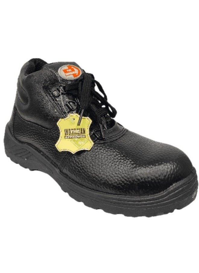 Workman - WORKMAN CURSA Black Leather Safety Shoes for | Bike Learning Safety Shoes | Antistatic, Anti-Slip, Oil & Heat Resistant | Double Density with Steel Toe | Size-42 - Image 1