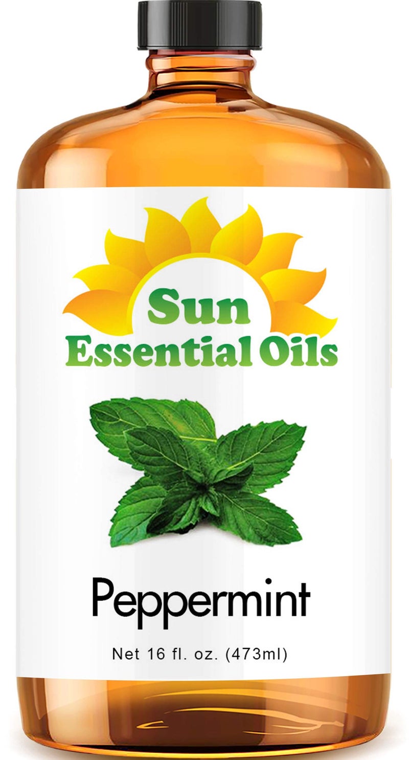 Sun Essential Oils زيوت الشمس الأساسية - زيت النعناع الأساسي (16 أونصة بالجملة) للناشر، المرطب، البشرة والتدليك العطري، صنع الشموع والصابون للمنزل - Image 1