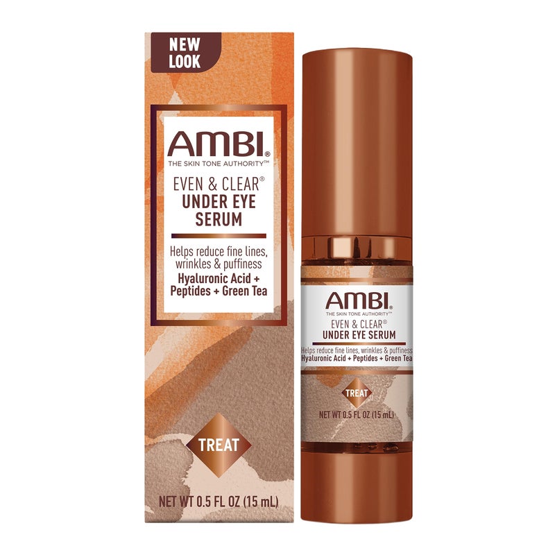 Ambi Even & Clear Under Eye Serum for All Skin Types; Anti Aging Formula features Peptides, Hyaluronic Acid, and Vitamin A to help Reduce Fine Lines, Wrinkles, and Dark Circles , 0.5 Ounce - Image 1