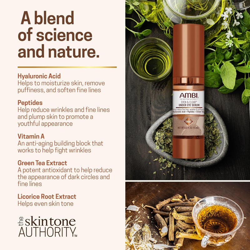 Ambi Even & Clear Under Eye Serum for All Skin Types; Anti Aging Formula features Peptides, Hyaluronic Acid, and Vitamin A to help Reduce Fine Lines, Wrinkles, and Dark Circles , 0.5 Ounce - Image 5