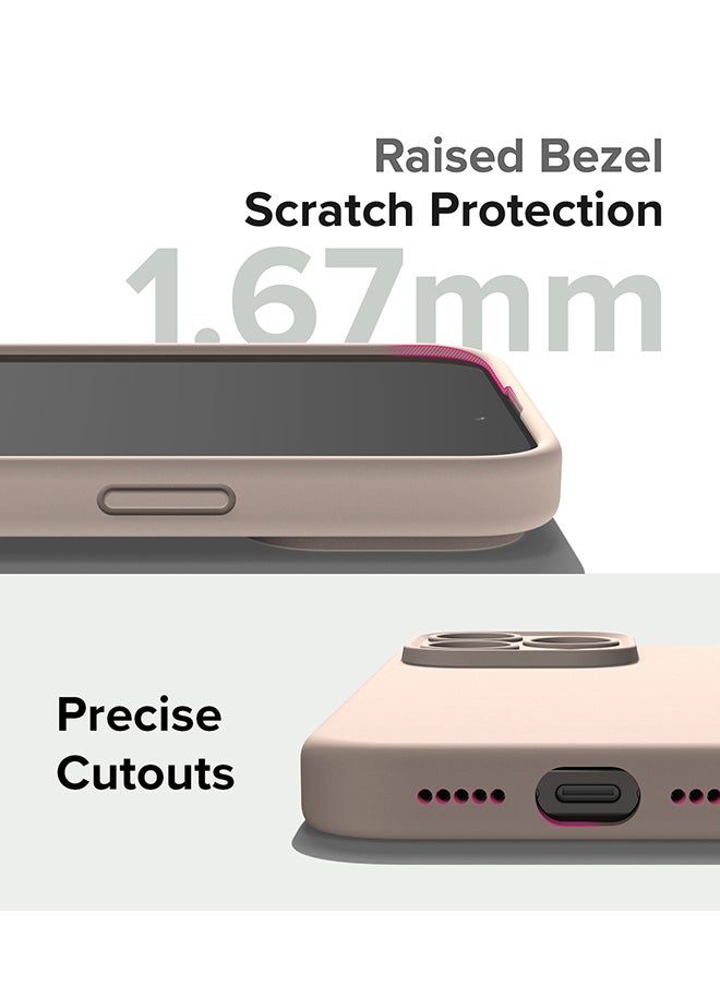 Rearth - Silicone Magnetic Compatible with iPhone 15 Pro Case Cover Powerful Magnet Long Lasting Silky Feel Anti-Fingerprint Back Cover - Pink Sand - Image 1