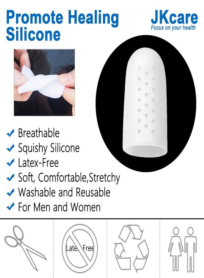 JKcare 10 Pack Big Toe Protectors, Gel Toe Caps, New Breathable Silicone Toe Covers with Holes- Cushion for Corns, Calluses, Blister, Ingrown Toenail and Reduce Friction - Large - Image 3