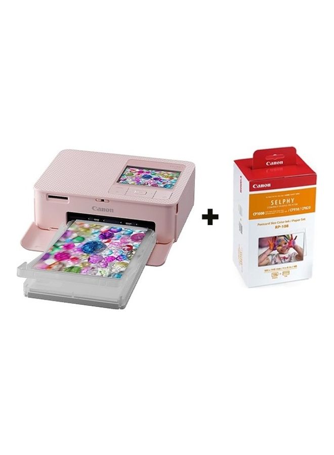 Canon Selphy CP1500 With 108 Sheet And Ink Set Pink - Image 1