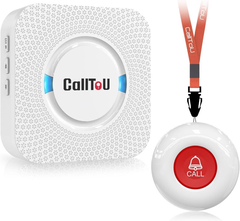 CallToU Caregiver Pager Wireless Call Button Nurse Alert System 500+ Feet for Home/Elderly/Patient/Disabled 1 Plugin Receiver 1 Waterproof Transmitter - Image 1