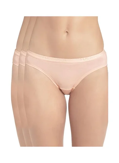 JOCKEY Jockey 1525 Women Medium Coverage Super Combed Cotton Mid Waist Bikini with Exposed Waistband and StayFresh Treatment Pack of 3