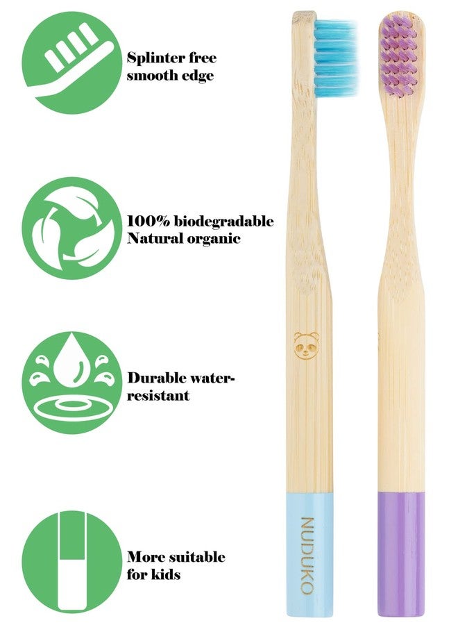NUDUKO Bamboo Kids Toothbrushes (6 Pack) - Soft Bristle Organic Compostable BPA Free Toothbrush for Kids Toddler Baby Tooth Brush, Eco Friendly Natural Biodegradable Wooden Toothbrush - Round Handle - Image 2