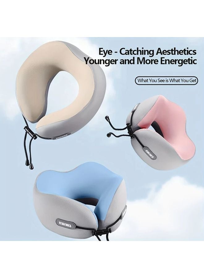 Beige U Shape Memory Foam Travel Pillow Neck Support Cervical Rest For Airplane Car - Image 4