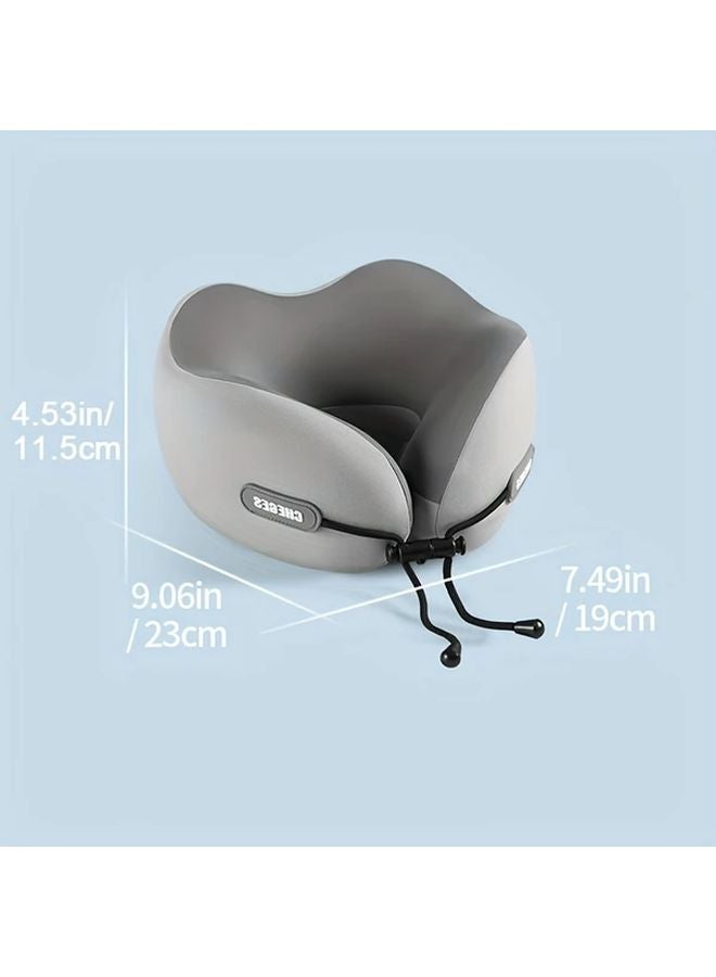 Beige U Shape Memory Foam Travel Pillow Neck Support Cervical Rest For Airplane Car - Image 3