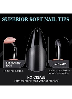 brunson False Nail Tips Soft Gel C-Curved Clear Medium Almond 550 Pieces SGT04  - Image 3