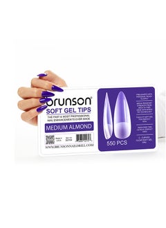 brunson False Nail Tips Soft Gel C-Curved Clear Medium Almond 550 Pieces SGT04  - Image 2