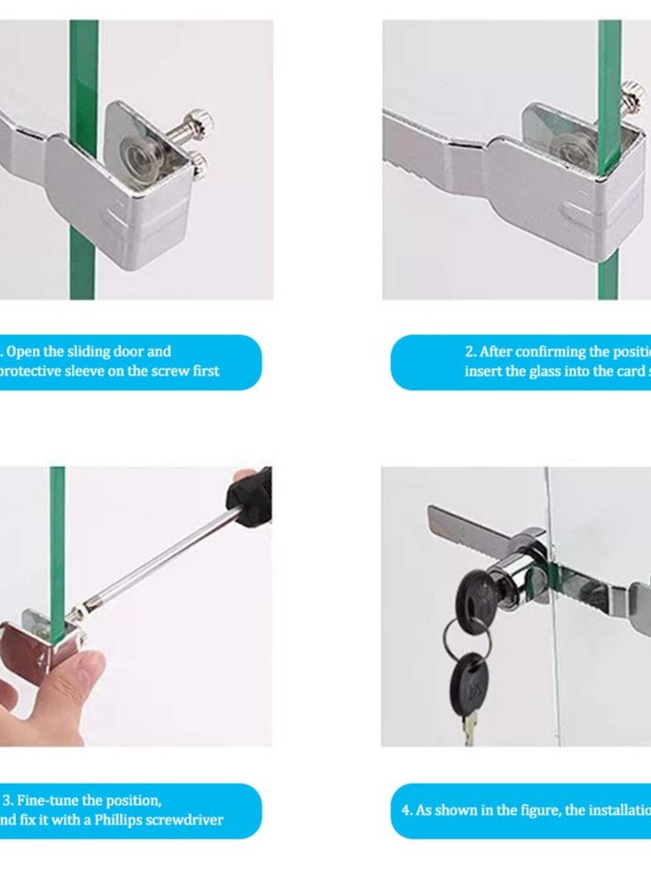 SYOSI - Sliding Glass Door Ratchet Locks, Serrated Locks, Glass Cabinet Locks, Sliding Shell Locks Window Locks, Sliding Door Frame Locks, Drawer Cabinet Door Locks, Keyed Alike Showcase Display - 2 Pack - Image 1