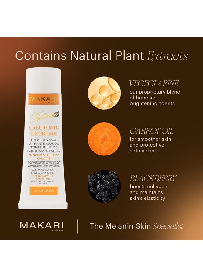 Makari كريم الوجه المتجدد ماكاري ناتورالي كاروتونيك إكستريم جلو SPF15 (1.7 أونصة) | يضيء، يرطب، ويجدد البشرة | يساعد في تقليل حب الشباب، التحكم في البشرة الدهنية، وتقليل ظهور علامات الشيخوخة - Image 4